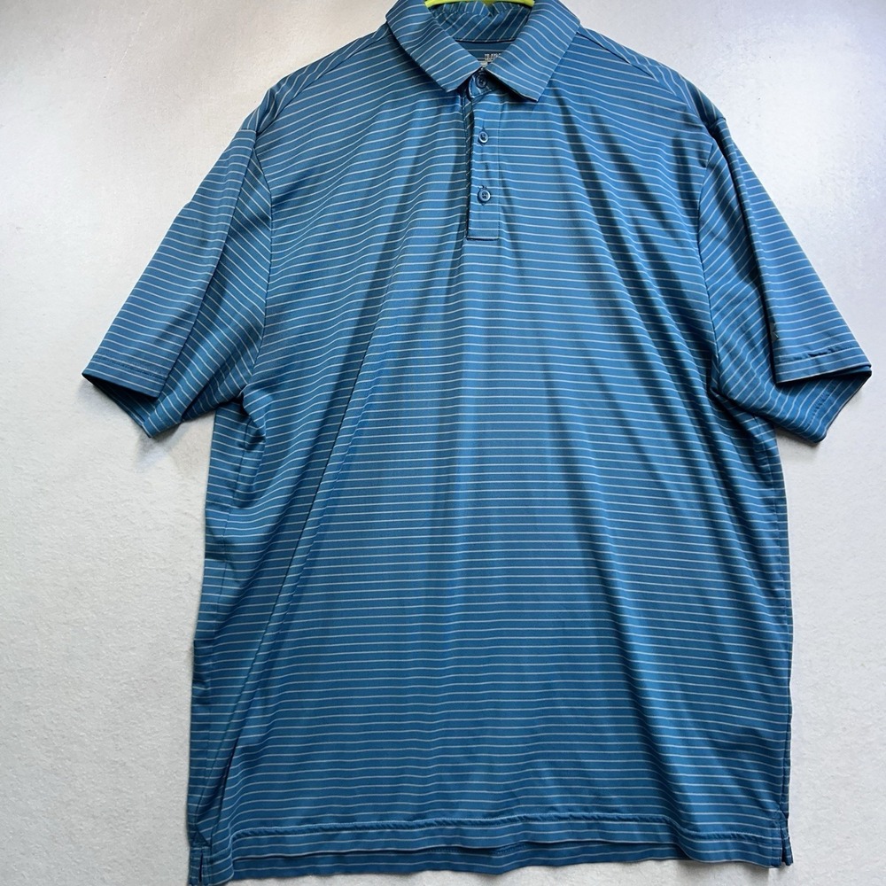 Under Armour Heat Gear Polo XL Blue Stripes Activewear